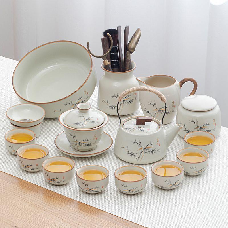 陶泥高档汝窑功夫茶具套