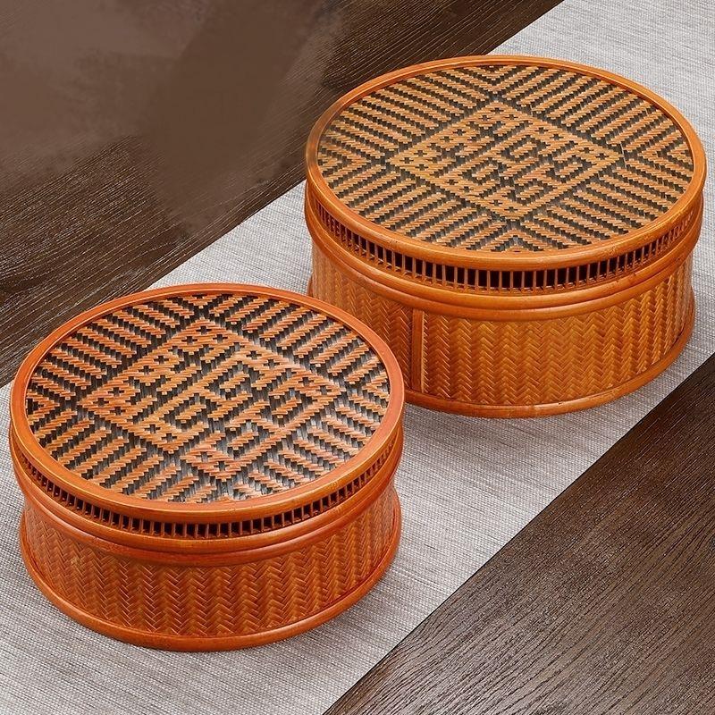 手工竹编茶具收纳盒竹制