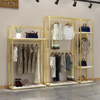 服装店展示架双层落地式组合挂衣架子挂衣杆男女装店铺货架展示架