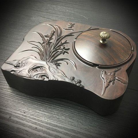 高档大号黑檀木烟灰缸根