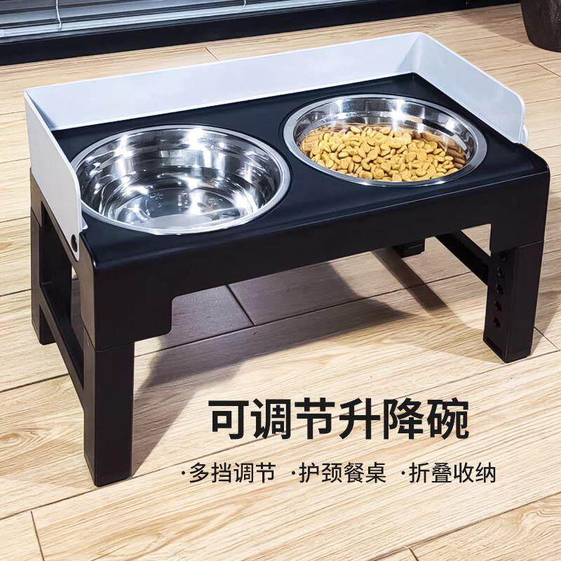 狗碗狗食盆可升降调节保护颈椎防打翻不锈钢碗大型犬宠物碗狗盆