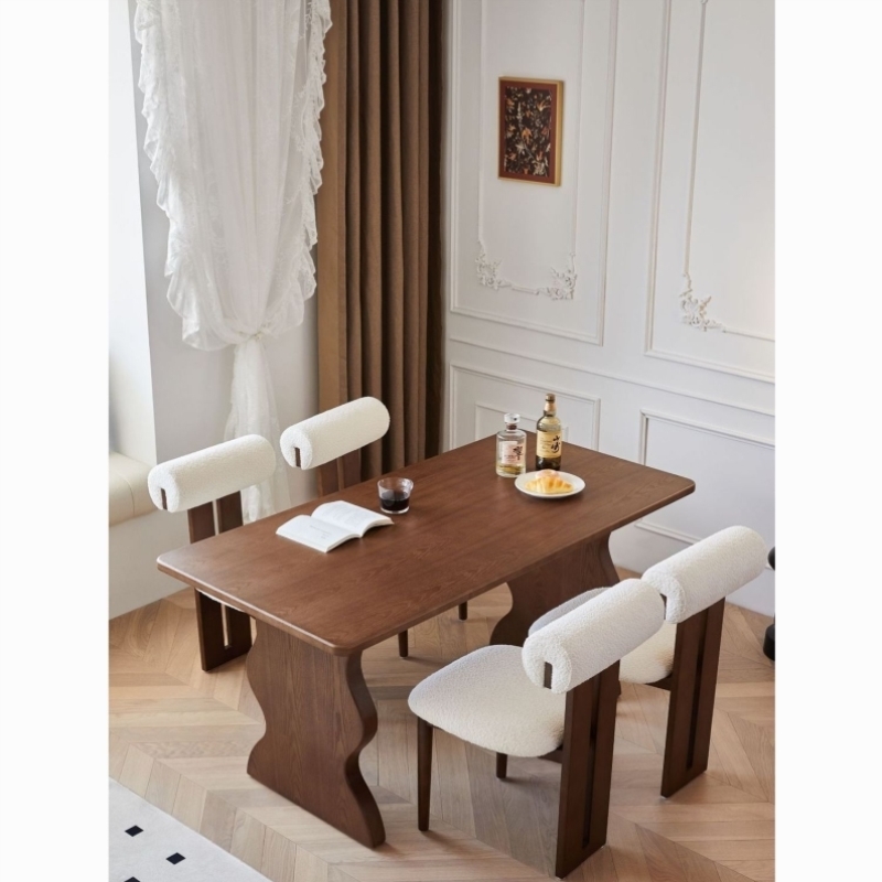中古风餐桌椅意式餐桌饭桌茶几家用客厅小户型新款餐桌实木家庭