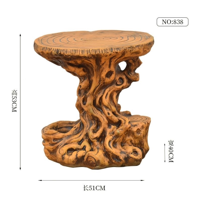假山流水喷泉风水轮摆件仿木根雕创意客厅树脂工艺品底座盆景花架