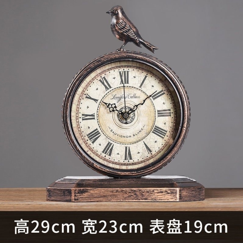 欧式复古座钟客厅坐钟老式钟表摆件桌面创意台式石英时钟摆钟家用