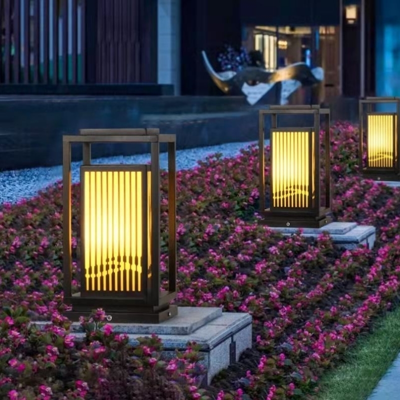 草坪灯户外防水新款花园太阳能别墅园林落地灯中式柱头LED庭院灯