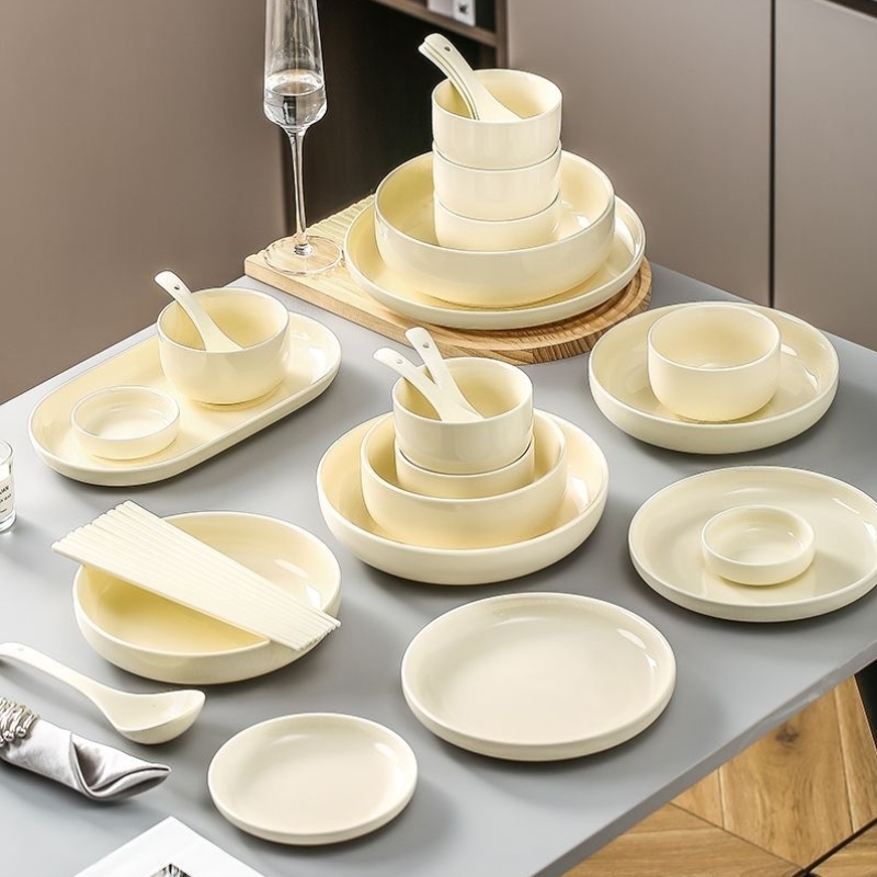 丝雾棕陶瓷餐具套装法式高档碗碟乔迁送礼法式釉下彩碗盘碟勺全套