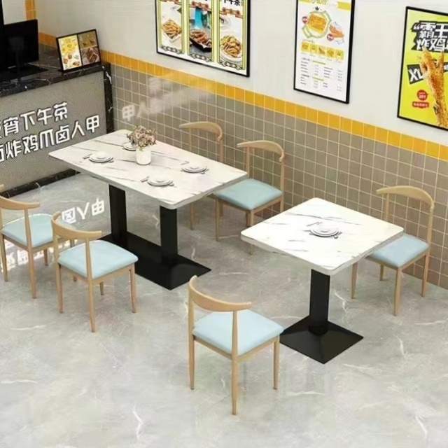 小吃面馆烧烤早餐餐饮快餐桌椅组合奶茶甜品店餐厅桌子商用经济型