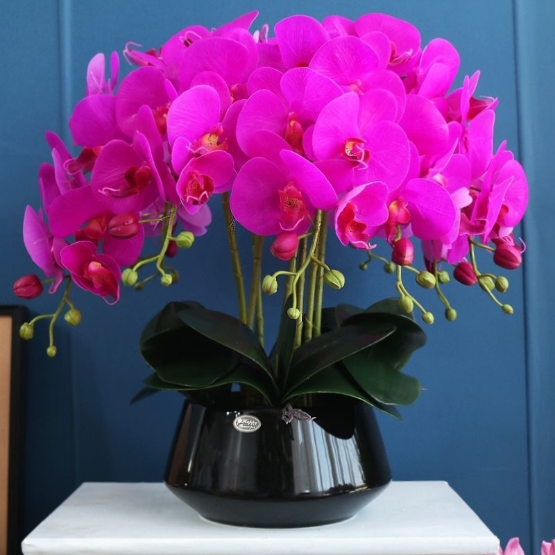 仿真花蝴蝶兰高档手感PU装饰花家居餐厅花艺玄关电视柜假花摆件