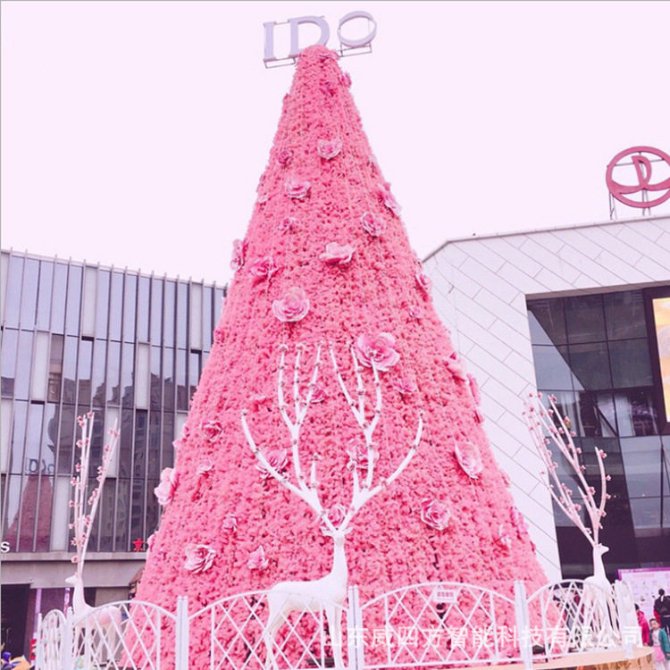 大型铁艺异形框架圣诞树 户外商场场景装饰美陈 发光钻石圣诞树