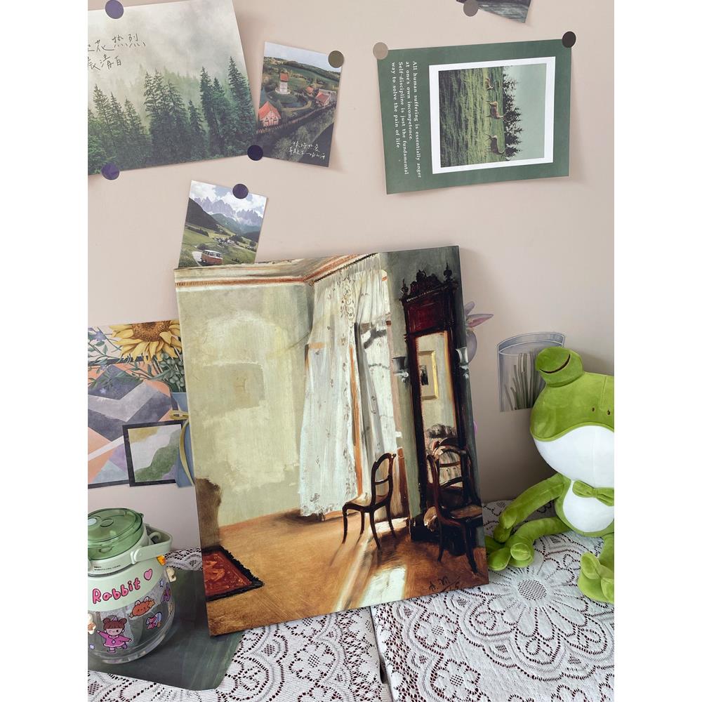 门采尔德国房间欧式艺术装饰画风景油画带阳台的无框挂画