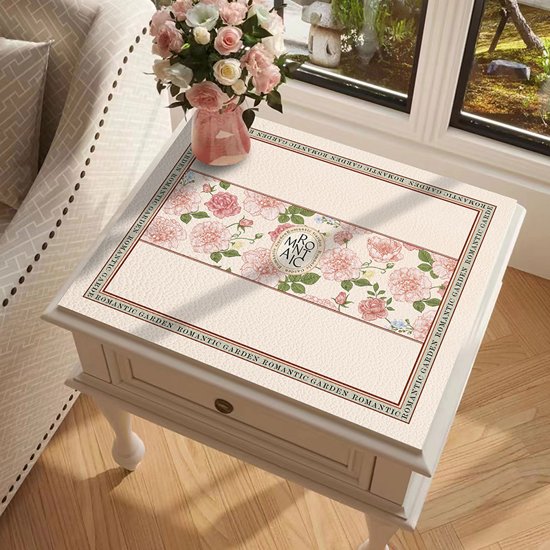 牀头柜垫盖布轻奢高级感夏茗花园牀包皮革垫冰箱洗衣机防水垫子