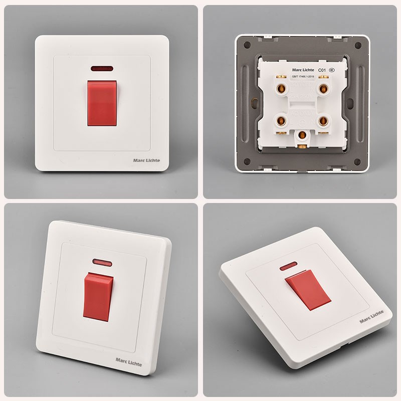 86型暗装家用20A大功率空调热水器开关双极双断45A曲架总开关面板