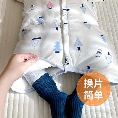 婴儿睡袍秋冬季加厚男女宝宝防踢被保暖睡衣睡裙儿童三层夹棉睡袋