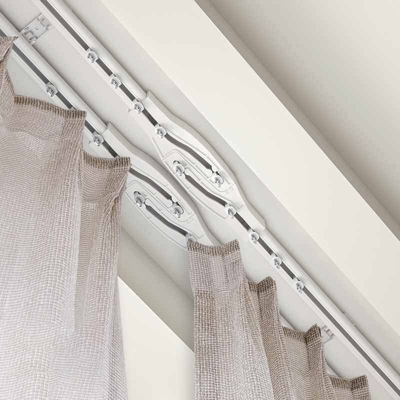 窗帘轨道交叉单双轨静音滑轨防漏光卧室遮光顶侧装导轨直轨滑道