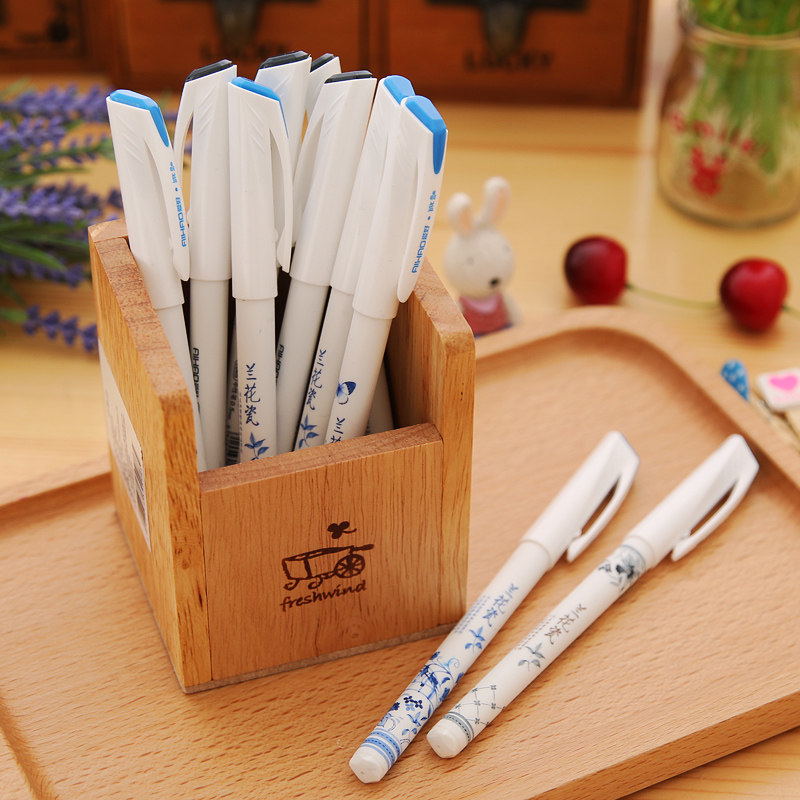 包邮 爱好8665 青花瓷古风系列 兰花瓷中性笔 水笔 纯古风12支盒