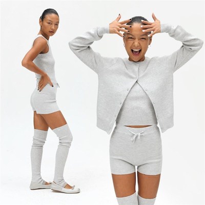 Oneup针织衫羊毛两件套装毛衣开衫上衣女款修身内搭打底衫女外套