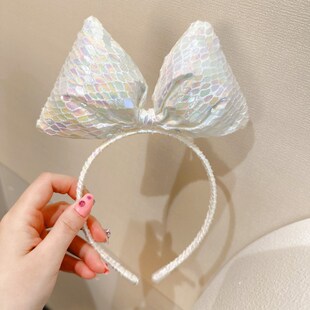甜美百搭公主发饰女童大蝴蝶结闪亮发箍 泡泡棉布艺儿童发卡女
