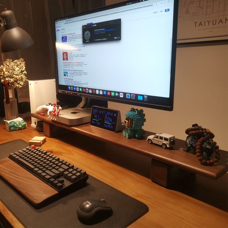 显示器增高架台式电脑显示屏屏幕底座抬高支架桌面键盘收纳实木台