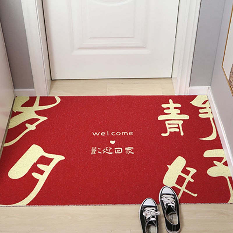红色门口地垫出入门过门进户门高档家用丝圈免洗门厅进门垫定制