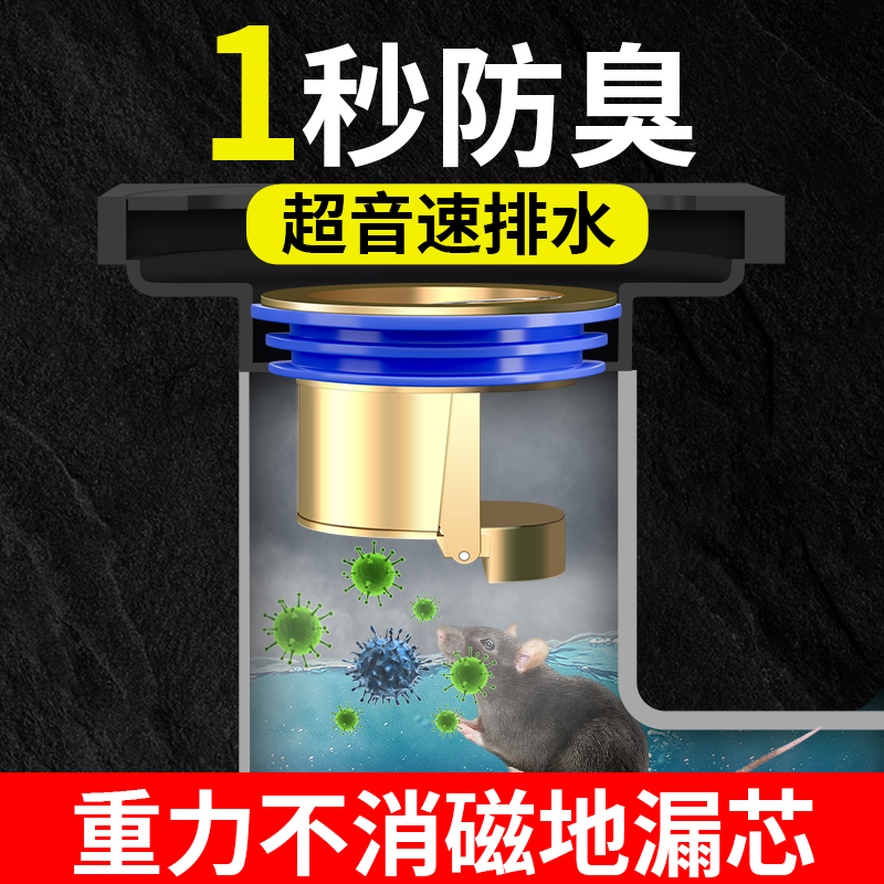 卫生间地漏防臭器小口径下水道防反味神器盖厕所防虫堵下水管通用
