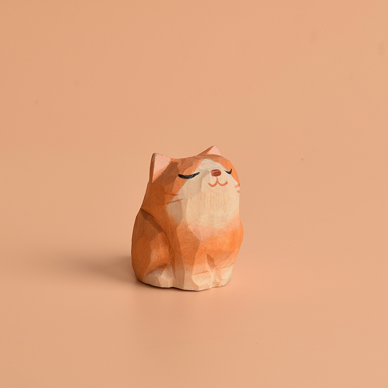 木雕柴犬手办小狗车载车内饰品木头小动物摆件木质秋田犬生日礼物