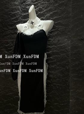 驯服的猫 「惩罚修女」性感cos修女服开衩角色扮演套装