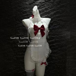 驯服的猫 「俏皮护士」性感女仆风cos蝴蝶蕾丝纯欲感套装