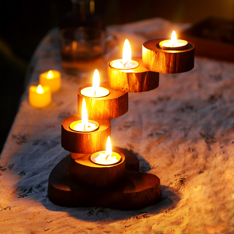 泰国复古香薰蜡烛台烛光晚餐家用餐桌蜡台旋转烛台中式装饰摆件