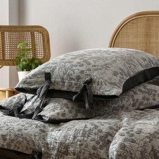 A类全棉双层纱布提花枕套纯棉色织水洗棉单人枕头套一对装 48x74cm