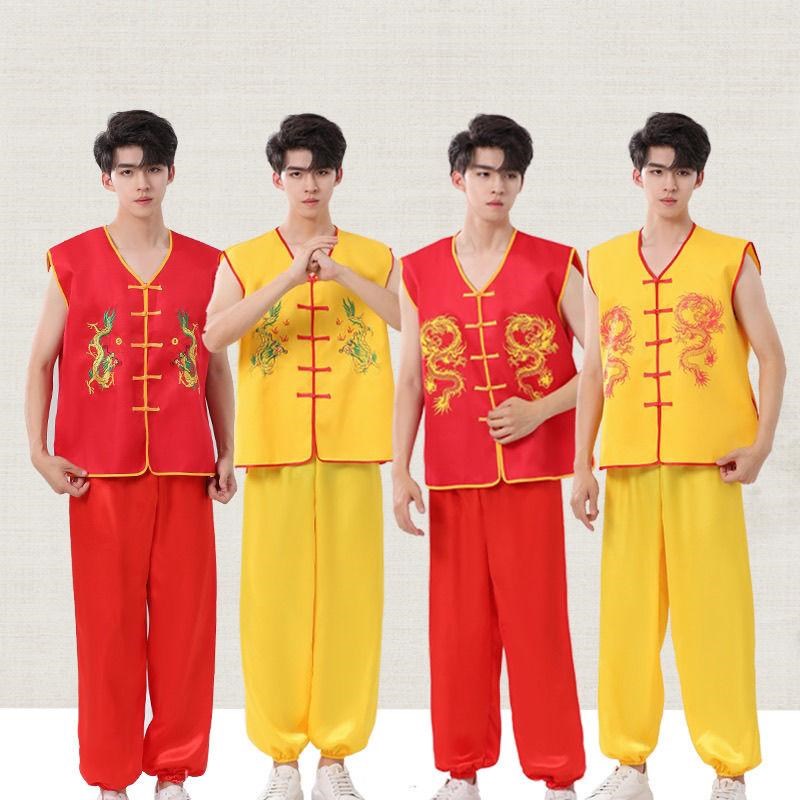 打鼓服中国风舞龙舞狮表演服男女生秧歌服装腰鼓服香客进香团马甲