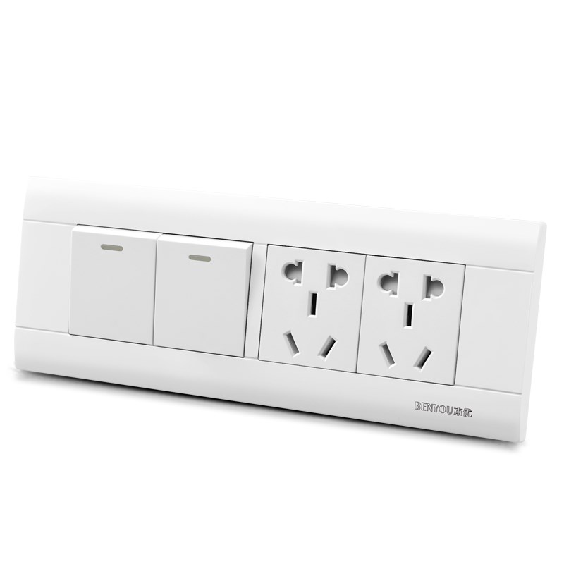 118型暗装四位开关插座面板二开10孔单双控2开5十孔带双开联电源