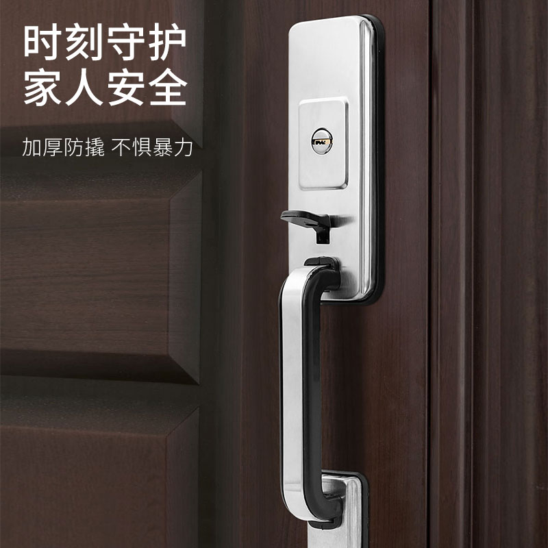 农村大门锁铝合金老式式按压防盗锁具拉手把手家用通用型铁门入户