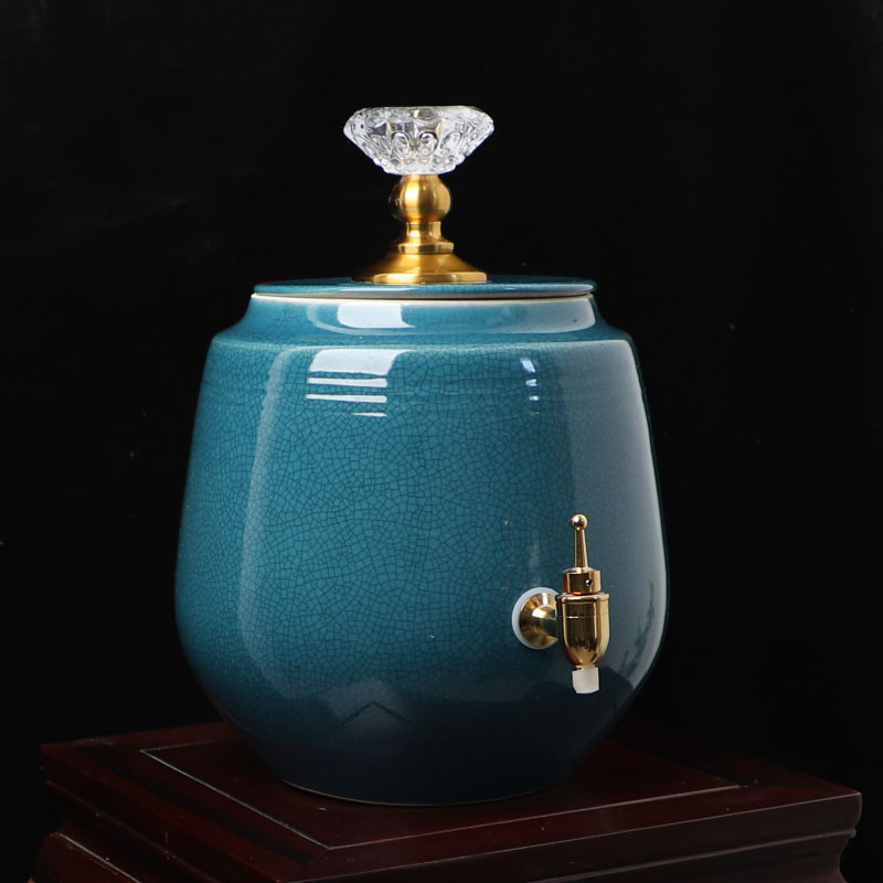 景德镇陶瓷水缸5升7.5升家用纯净水水桶泡茶储水罐冷水壶带盖