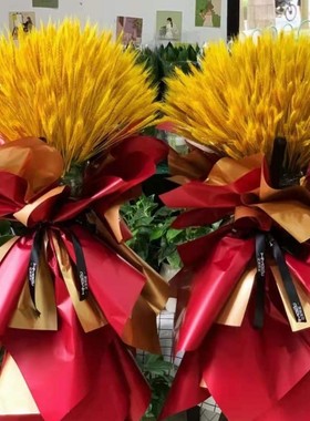 干花小麦真麦穗稻穗麦子黄色花篮大麦单只花艺泡沫摆放橱窗拍花束