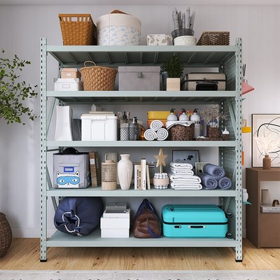 灰绿色五层洞洞板货架仓储多层置物架落地仓库P地下室阳台家用t1