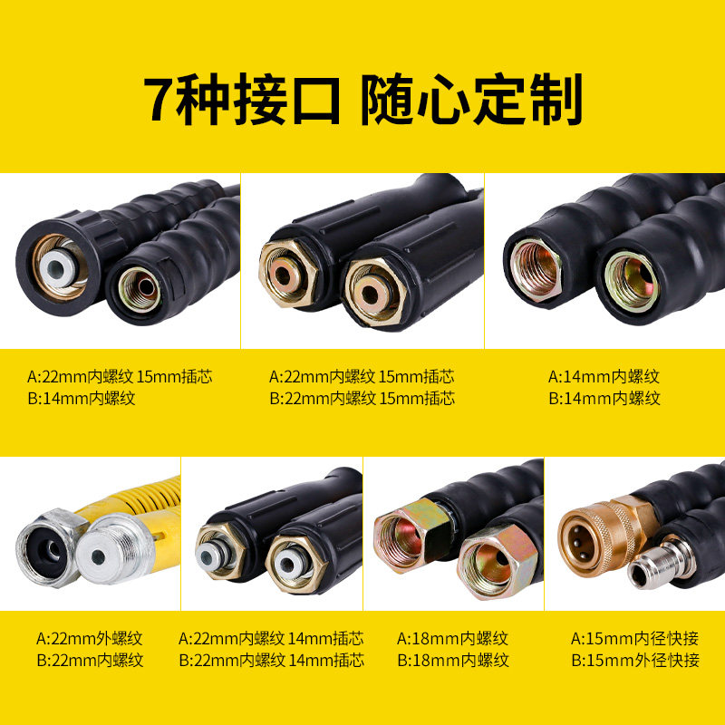 洗车机商用超高压防爆钢p丝出水管5558黑猫清洗机刷车水枪管子接