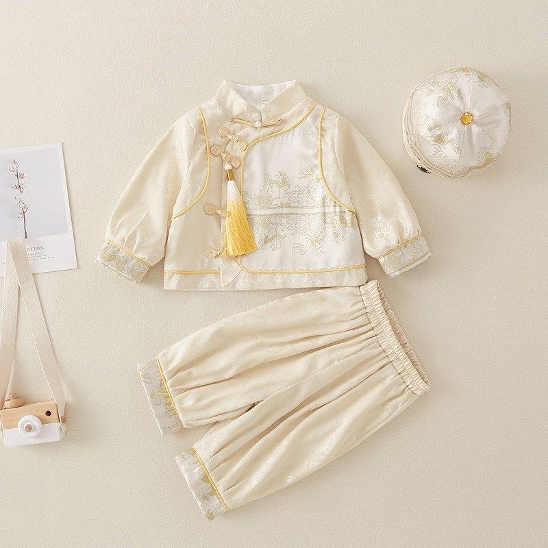 新中式男宝周岁礼服冠衣u喜庆生日宴春秋新款百天抓周服儿童唐装