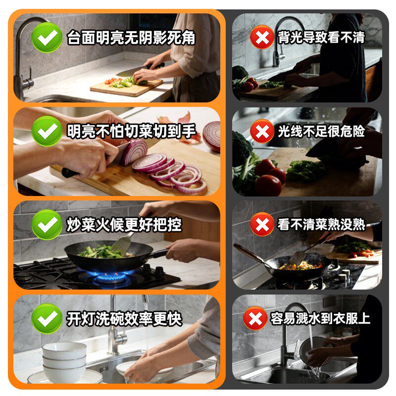 厨房切菜照明灯 橱柜p下油烟机超亮充电磁吸无线免安装壁挂补光灯