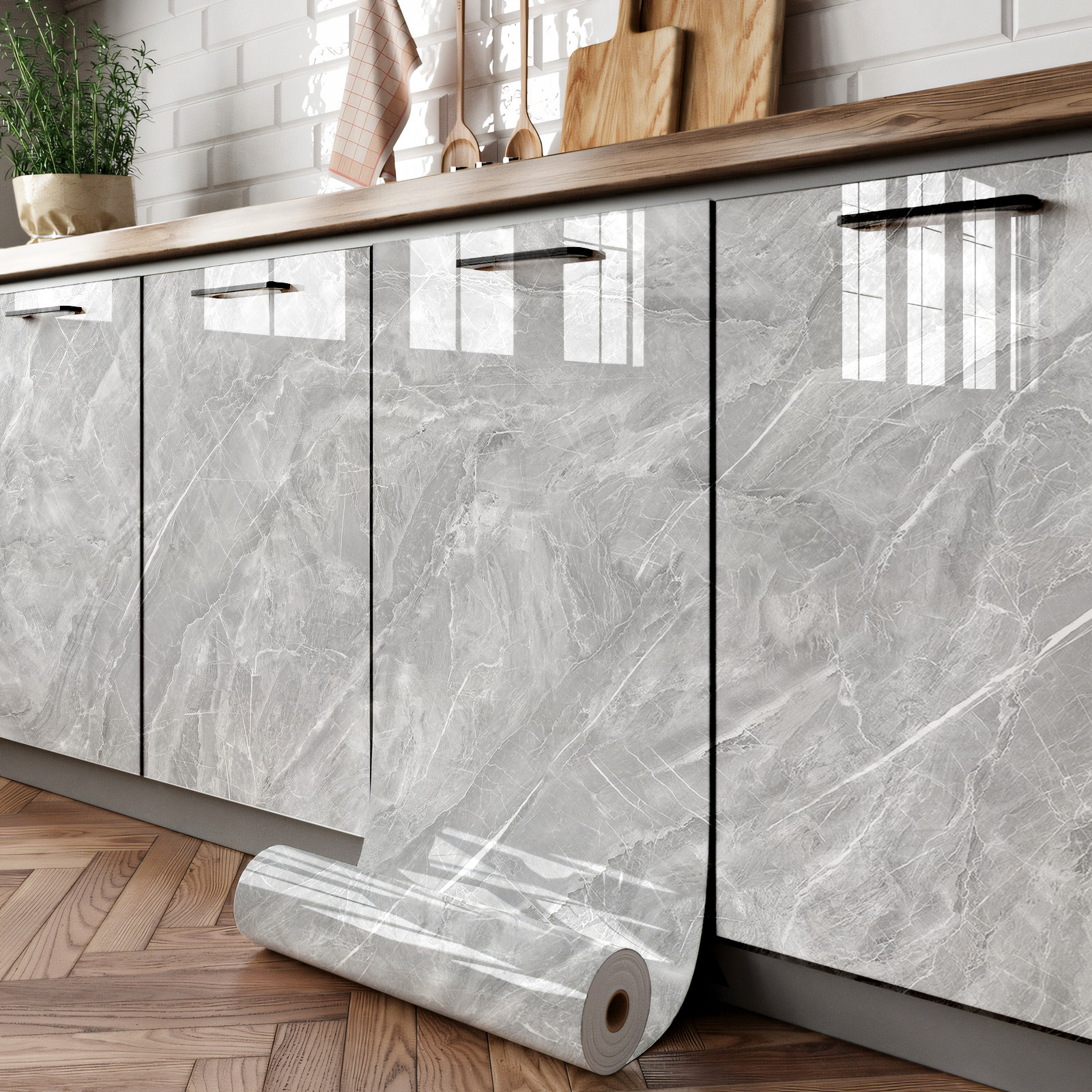 橱柜贴纸a家具翻新自粘防水防油防潮厨房柜子柜门改色美化专用贴