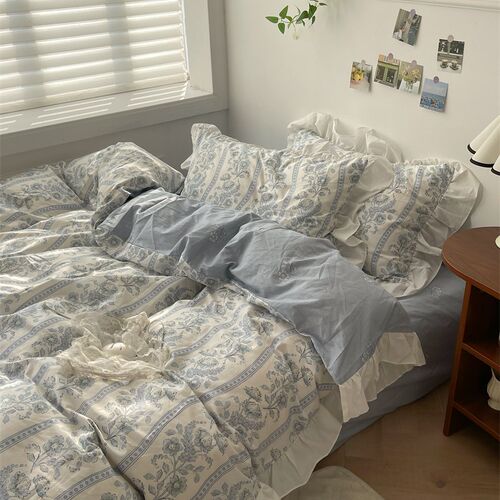 梨梦 觅夏 温柔复古小碎花40支纯棉四件套全棉床V单被套床上用品