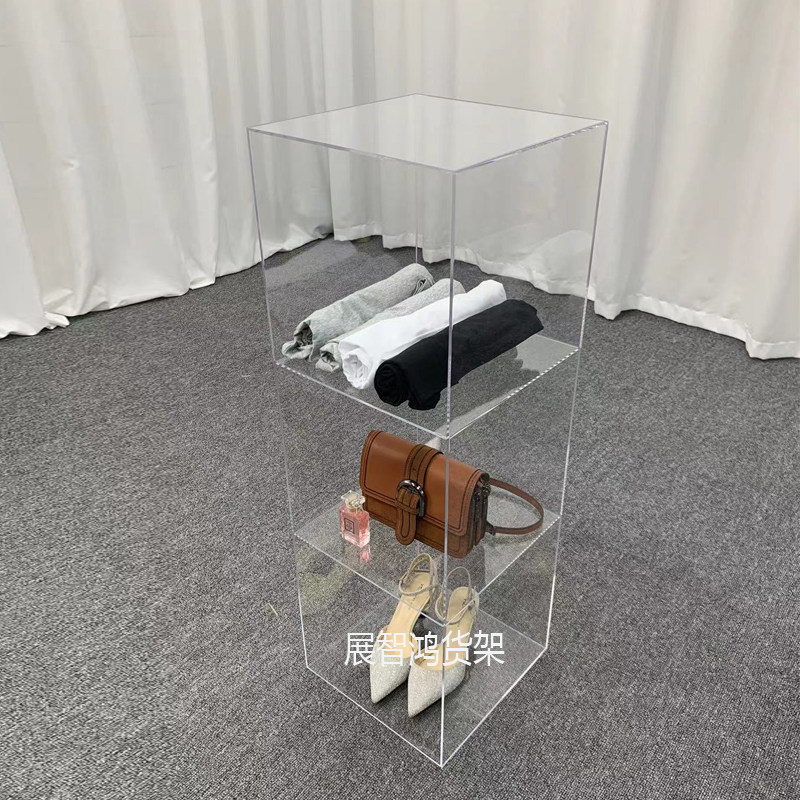 服装店多层展示架鞋子包包落地透明亚克力置物架T货架展示柜子定