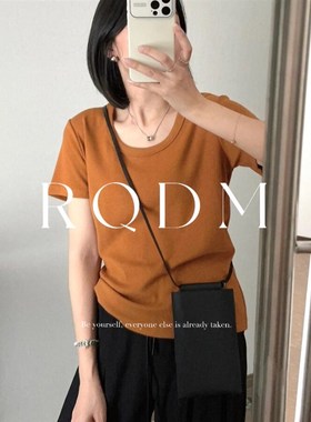 大码女装2025夏季新款胖妹妹宽松内搭百搭水滴OU领正肩短袖T恤上