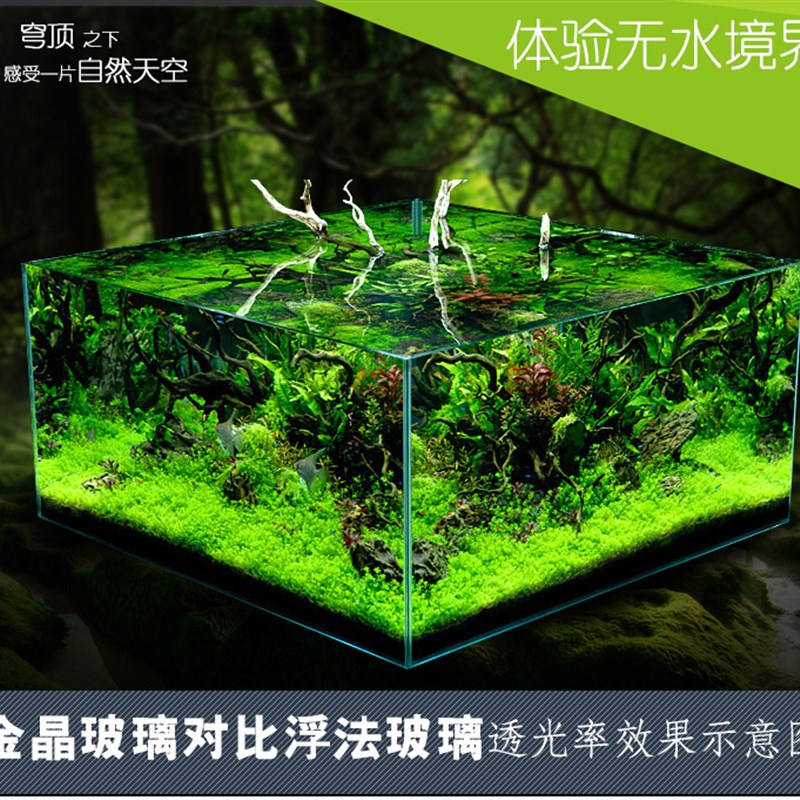 烟火超白缸d水族箱超白鱼缸定做定制金晶玻璃客厅造景水草乌龟缸
