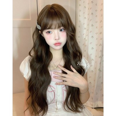 哼唧假发女长卷发lolitza逼真空气刘海假发全头套式假发