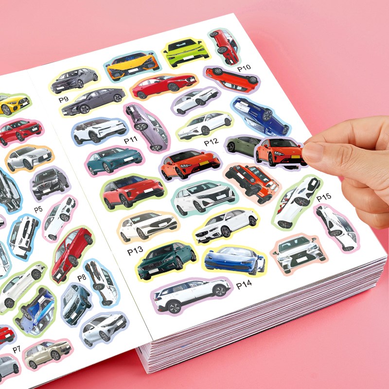 儿童汽车贴纸书工程车贴贴画男x孩粘贴益智幼儿2-3到6岁宝宝专注