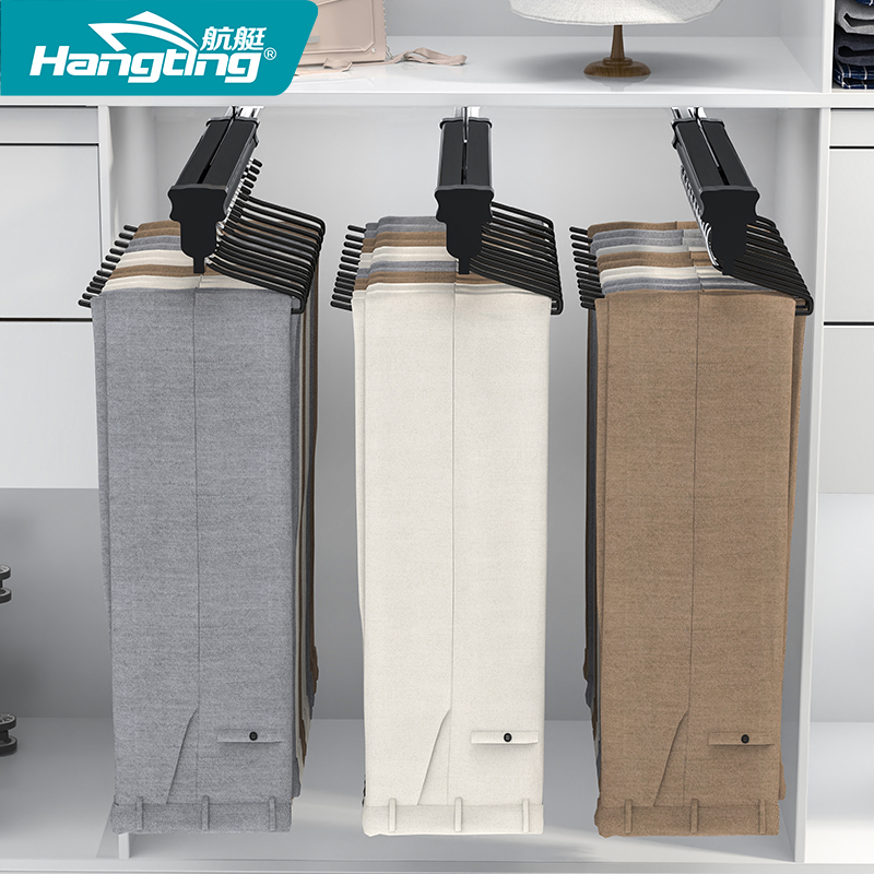 抽拉裤架衣柜内j置顶装可伸缩裤抽架挂西裤子收纳滑轨家用五金配