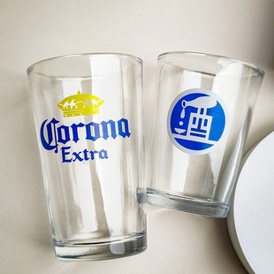 钢化玻璃杯定e制小酒杯创意印字logo韩国烧酒杯印图案透明啤酒杯