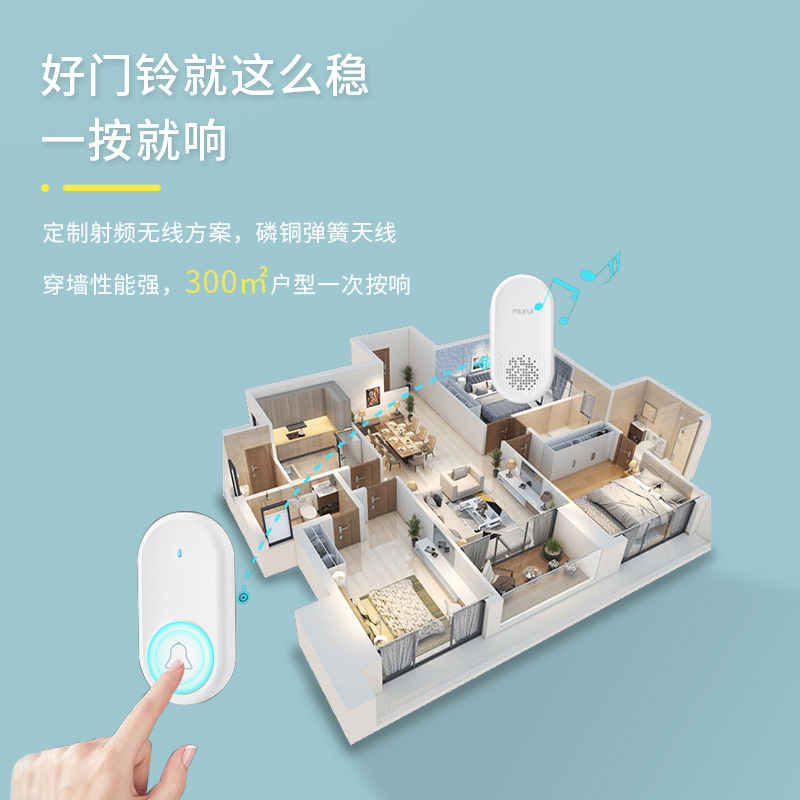 牧锐门铃无线家用电子遥控远距离B叮咚防盗门门钟老人呼叫器呼叫