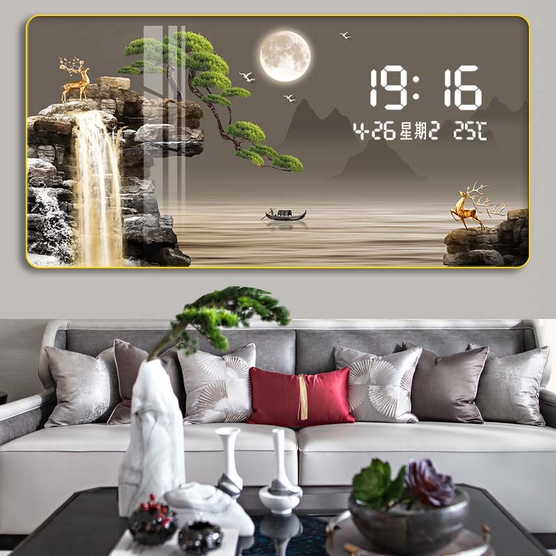 钟表挂钟客厅家用时尚万年历电子钟餐厅挂画日历挂表S2024新款时