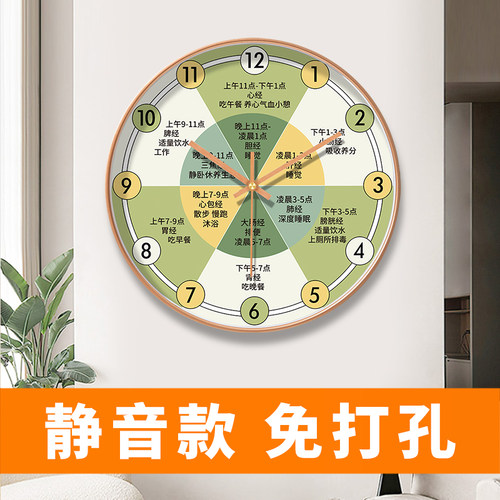 中医药店理疗挂钟养生馆时钟十二时辰子午流注美容店装饰时钟